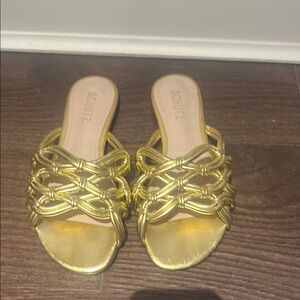 SCHUTZ Metallic Gold Women's leather Sandals